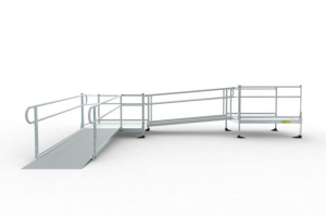 Shop updated ramp models from EZ-ACCESS like the PATHWAY® 3G SOLO Modular Access Systems with Two-Line Horizontal Handrails