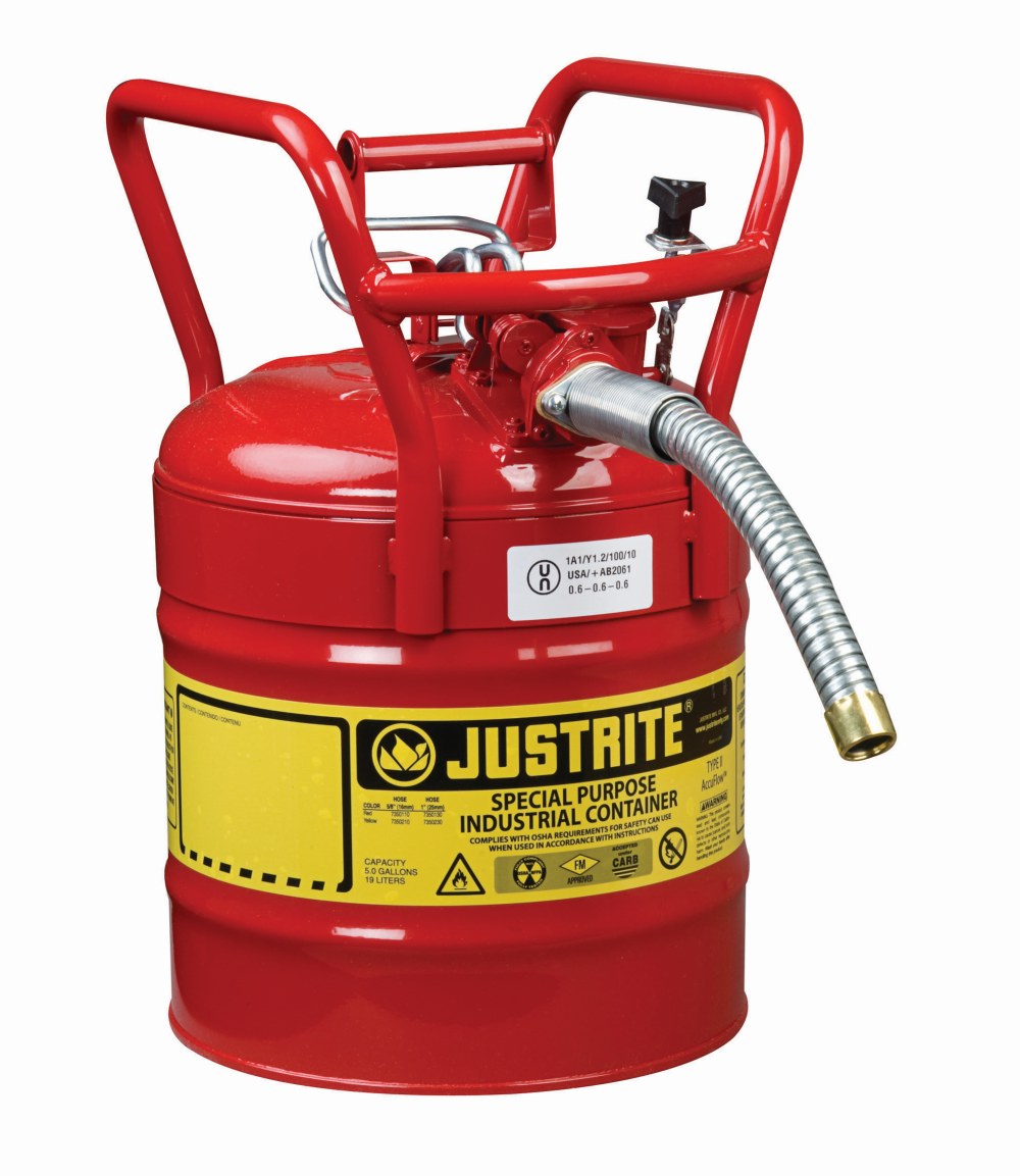 Justrite 7150110 - 5 Gallon Type I Red Safety Gas Can with Funnel