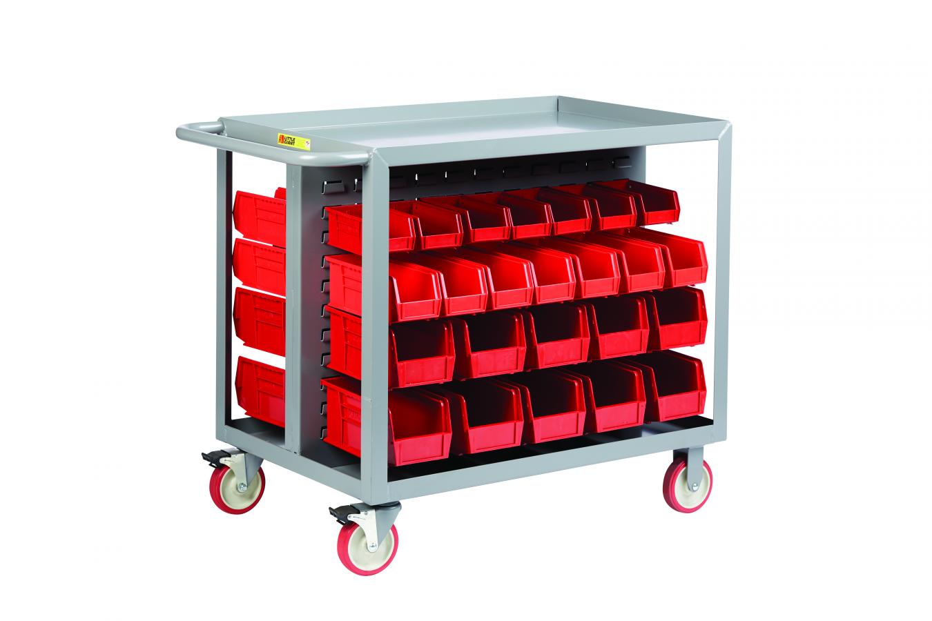 Little Giant BC-2436-TL-PB Bin Cart with Pegboard Tool Storage