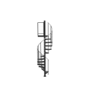 42"D Horizontal 1/4" Stainless Infill Non-Code Spiral Stair Kit - Primed Steel - 85"H - 152"H