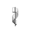48"D Horizontal 1/4" Stainless Infill Non-Code Spiral Stair Kit - Primed Steel - 85"H - 152"H