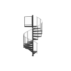 72"D Horizontal 1/4" Stainless Infill Code Compliant Spiral Stair Kit - Primed Steel - 85"H - 152"H