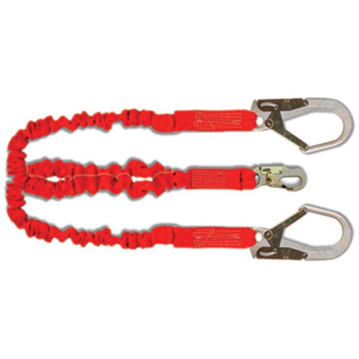 Guardian 01298 - 6' Double-Leg Shock Absorbing Stretch Lanyards with Rebar Hook End