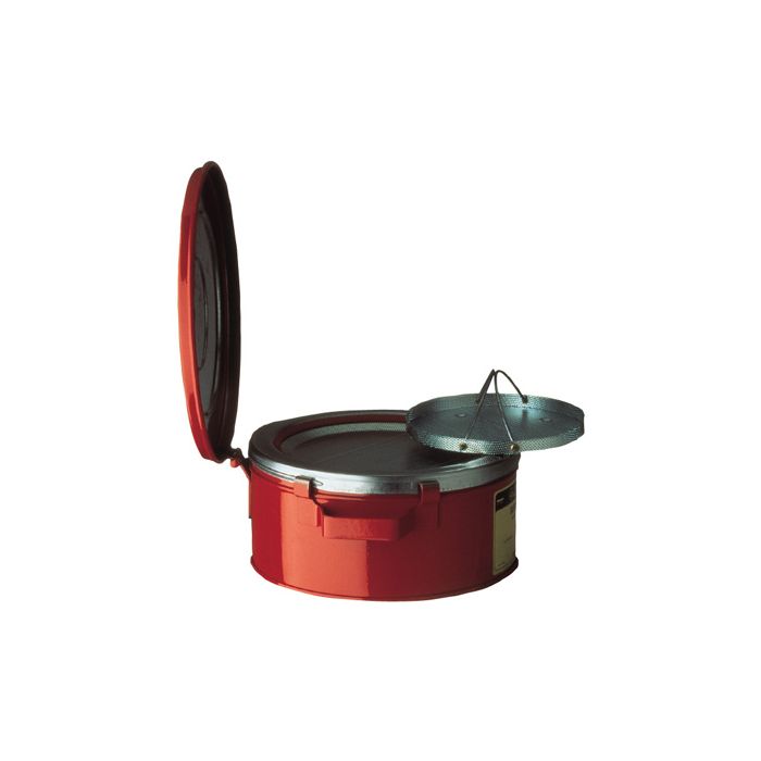Justrite 10370 Red Steel Bench Can for Solvents with Parts Basket - 1 Gallon