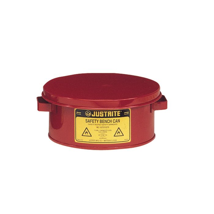 Justrite 10775 Red Steel Bench Can for Solvents - 3 Gallon