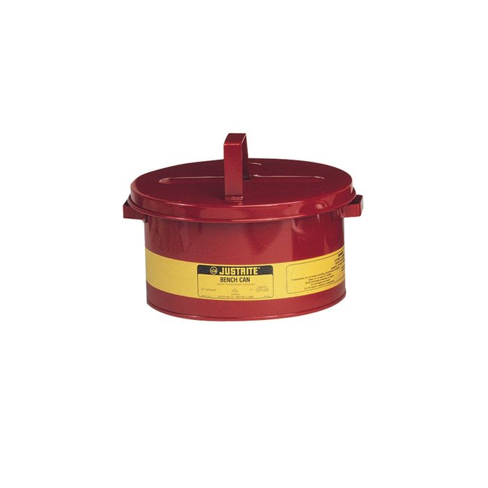 Justrite 10575 Red Steel Bench Can for Solvents - 2 Gallon