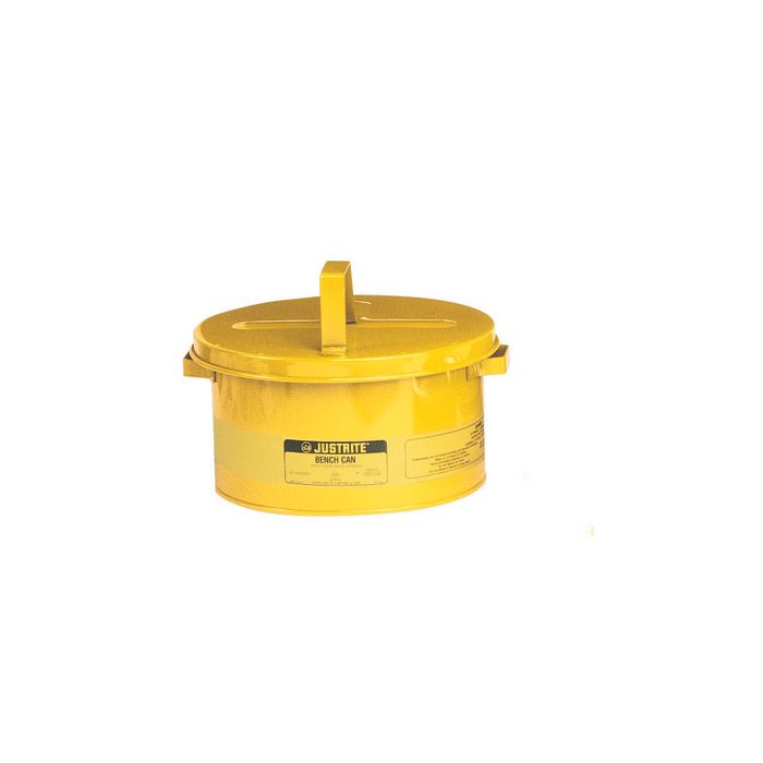 Justrite 10578 Yellow Steel Bench Can for Solvents - 2 Gallon
