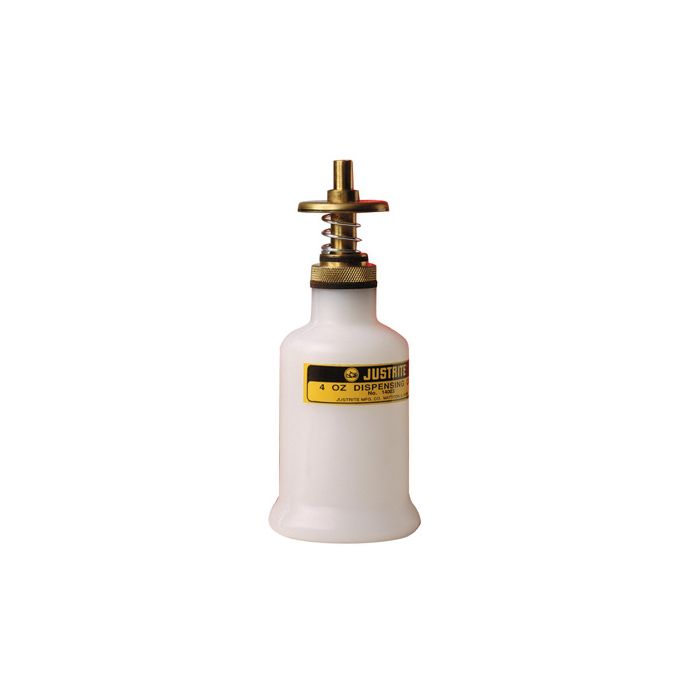 Justrite 14002 Translucent Non-Metallic Dispensing Can with Brass Dispenser Valve - 4 Ounce