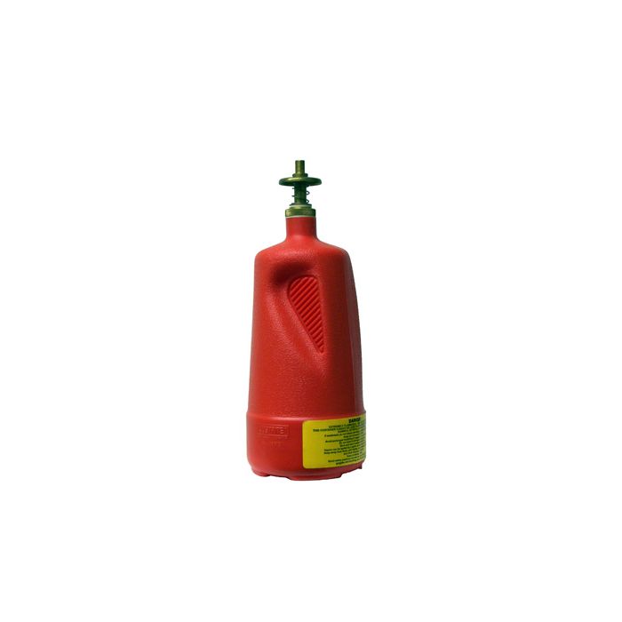 Justrite 14010 Red Polyethylene Dispensing Can with Brass Dispenser Valve - 1 Quart