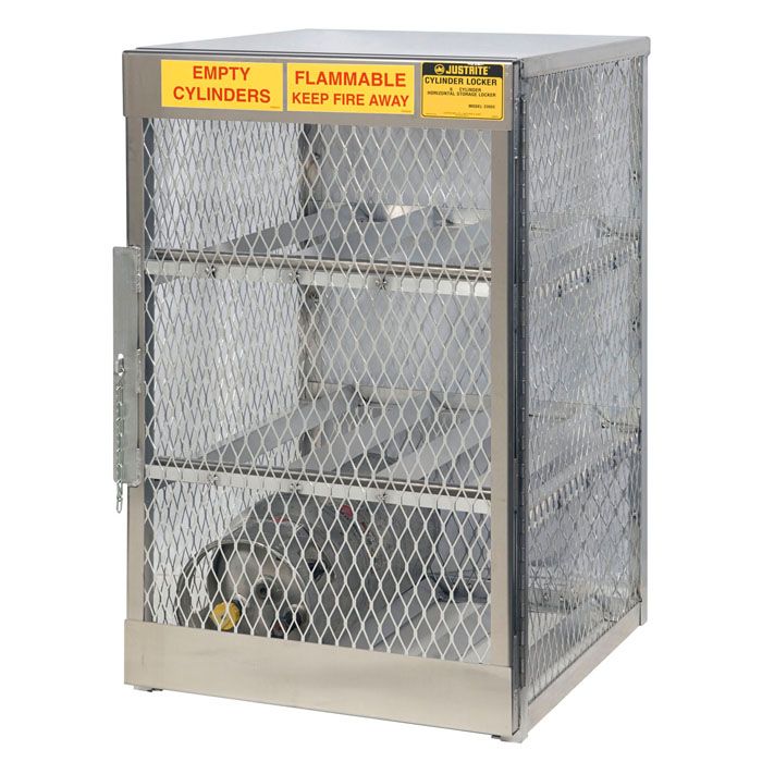 Justrite 23002 Horizontal 6 Cylinder Gas LPG Aluminum Storage Locker / Cage