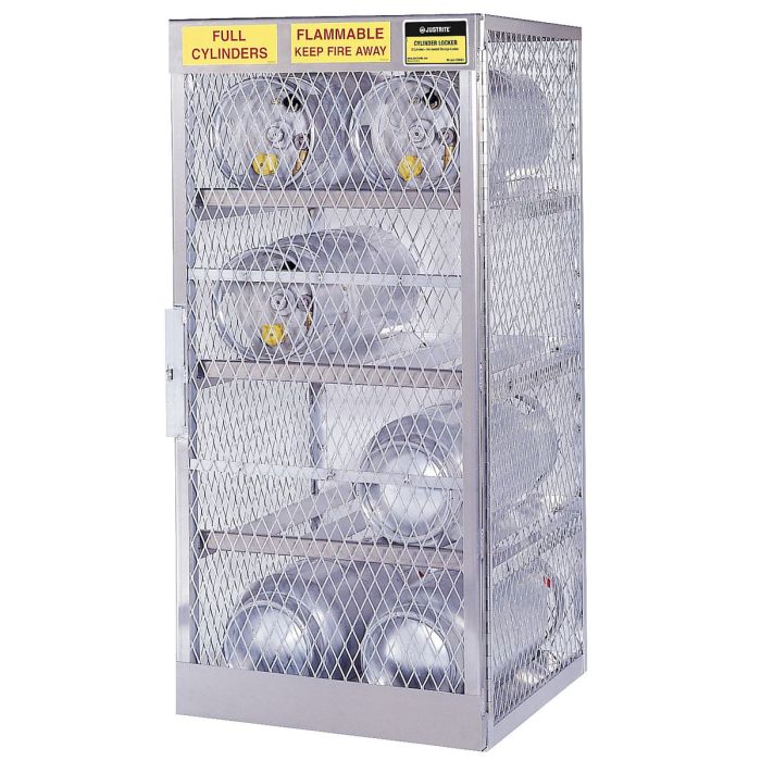 Justrite 23003 Horizontal 8 Cylinder Gas LPG Aluminum Storage Locker / Cage