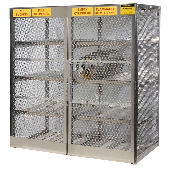 Justrite 23005 Horizontal 16 Cylinder Gas LPG Aluminum Storage Locker / Cage