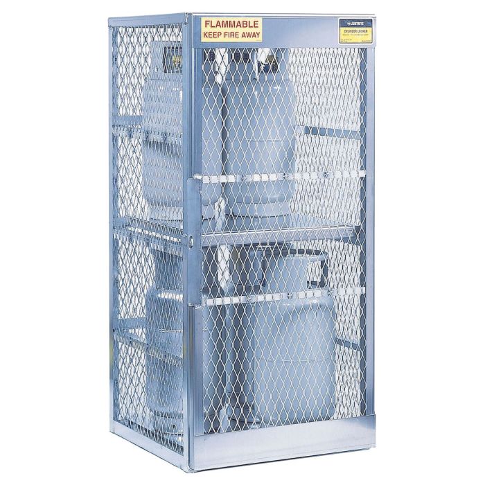 Justrite 23010 Vertical 8 Cylinder Gas LPG Aluminum Storage Locker / Cage