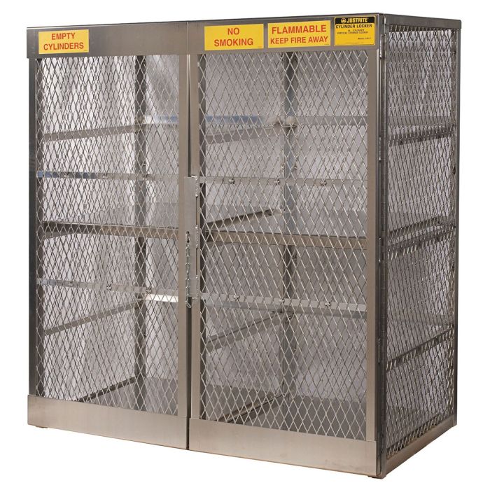 Justrite 23011 Vertical 16 Cylinder Gas LPG Aluminum Storage Locker / Cage