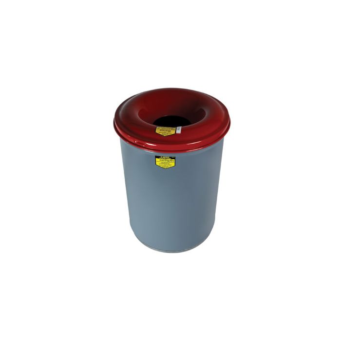 Justrite 26455Heavy Duty Steel Cease-Fire Waste Receptacle Safety Drum Can with Red Top - 55 Gallons