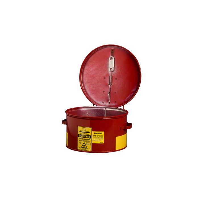 Justrite 27601 Steel Red Dip Tank for Parts Cleaning - Manual Cover with Fusible Link - 1 Gallon
