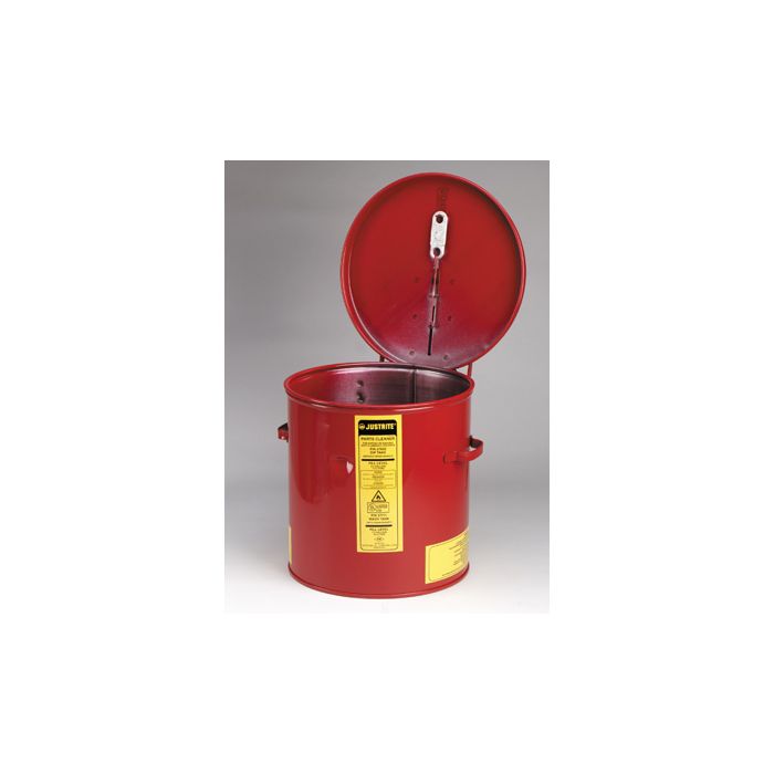 Justrite 27602 Steel Red Dip Tank for Parts Cleaning - Manual Cover with Fusible Link - 2 Gallon