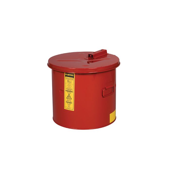 Justrite 27605 Steel Red Dip Tank for Parts Cleaning - Manual Cover with Fusible Link - 5 Gallon