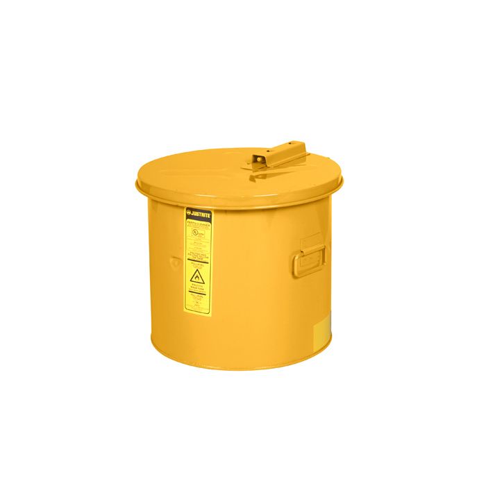 Justrite 27606 Steel Yellow Dip Tank for Parts Cleaning - Manual Cover with Fusible Link - 5 Gallon