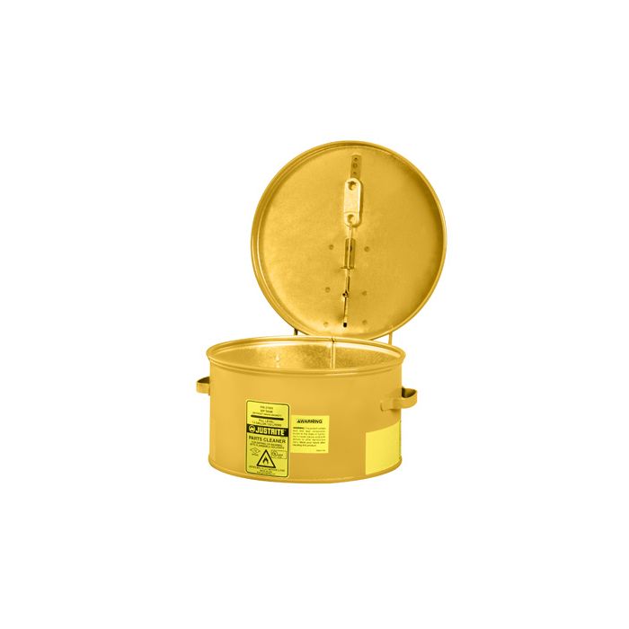 Justrite 27611 Steel Yellow Dip Tank for Parts Cleaning - Manual Cover with Fusible Link - 1 Gallon