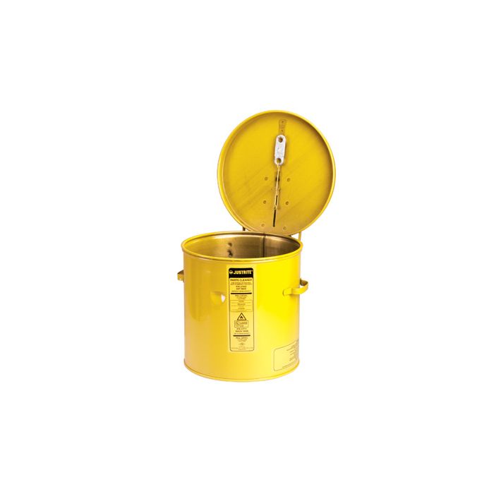 Justrite 27612 Steel Yellow Dip Tank for Parts Cleaning - Manual Cover with Fusible Link - 2 Gallon