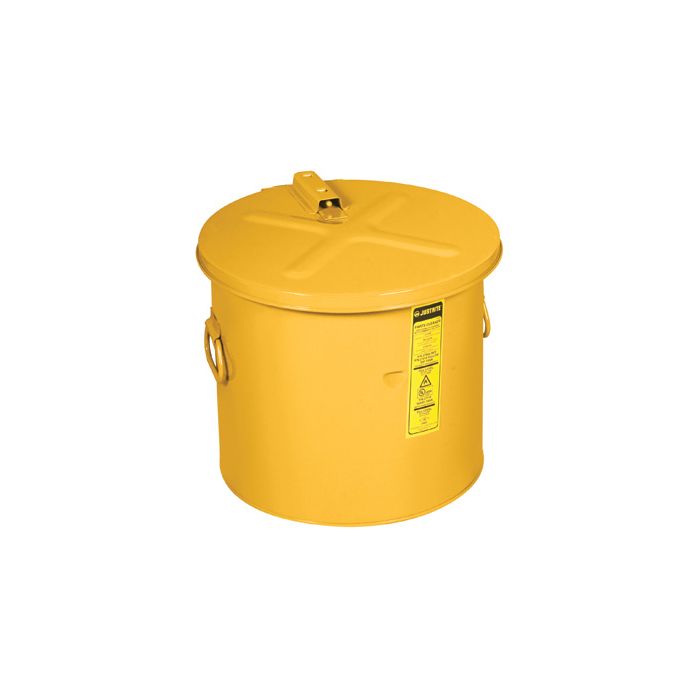 Justrite 27618 Steel Yellow Dip Tank for Parts Cleaning - Self-Close Cover with Fusible Link - 8 Gallon