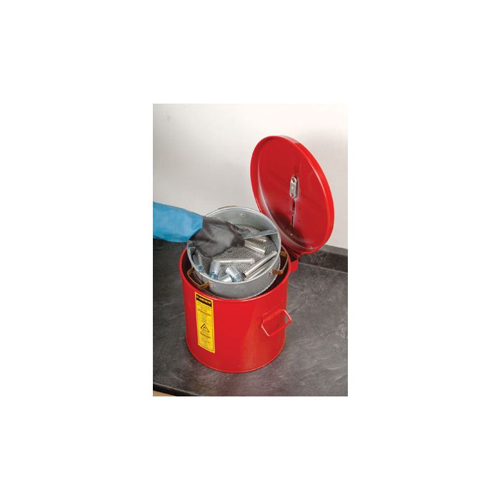 Justrite 27713 Wash Tank and Parts Basket - Self-Close Lid with Fusible Link - 3.5 Gallon