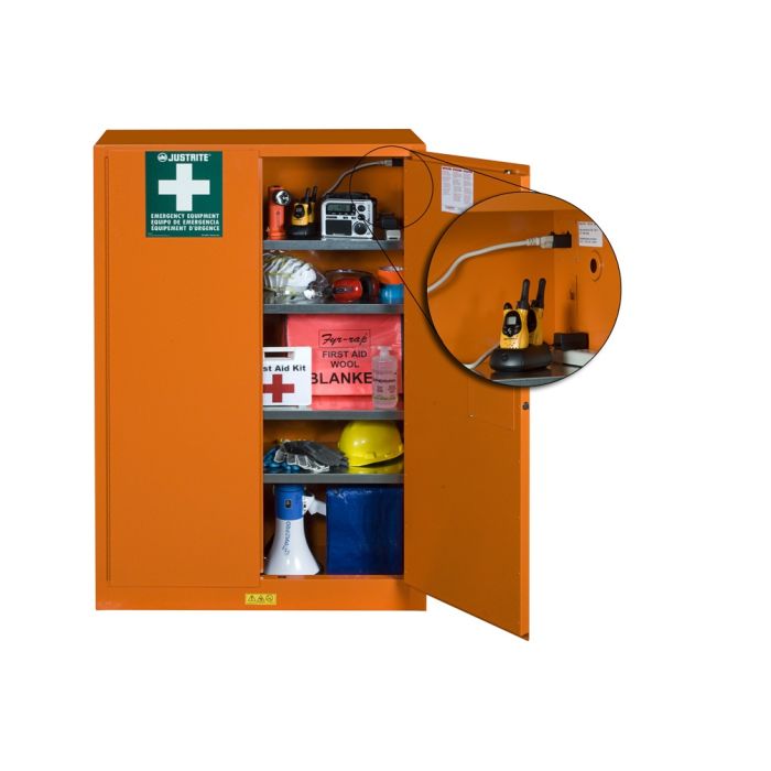Justrite 860002 Emergency Preparedness Storage Cabinet for Supplies with Powerport Electrical Pass Through - 43