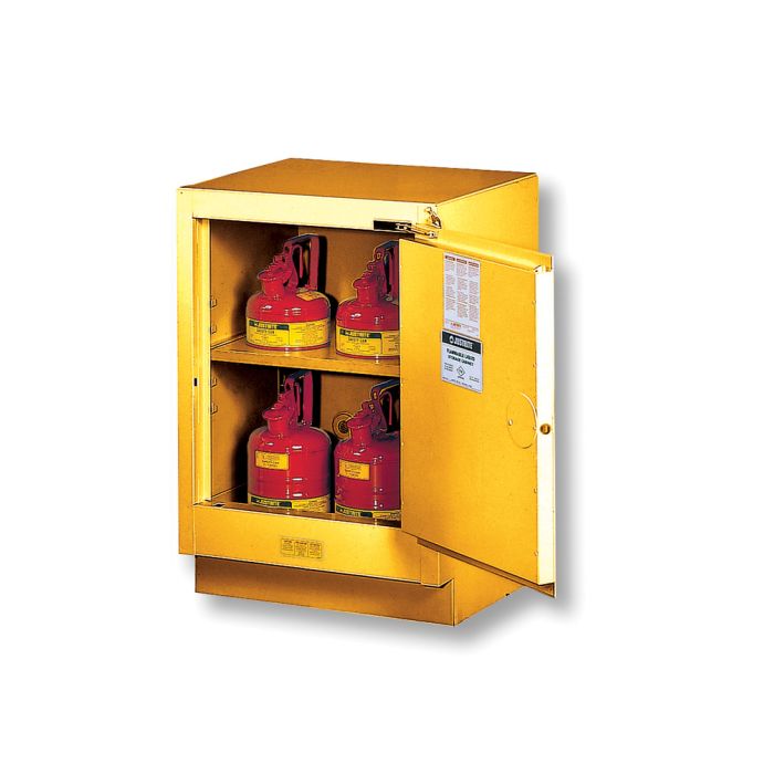 Justrite 15 Gallon Right Hinge Under Fume Hood Flammables Cabinets - Yellow