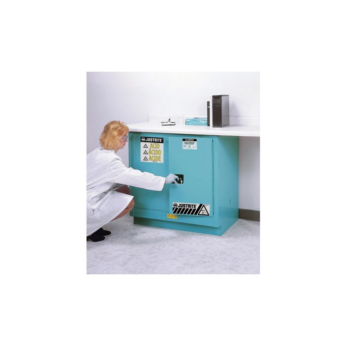 Justrite 22 Gallon Chemcor Lined Under Counter Corrosives Safety Cabinets with 1 Shelf