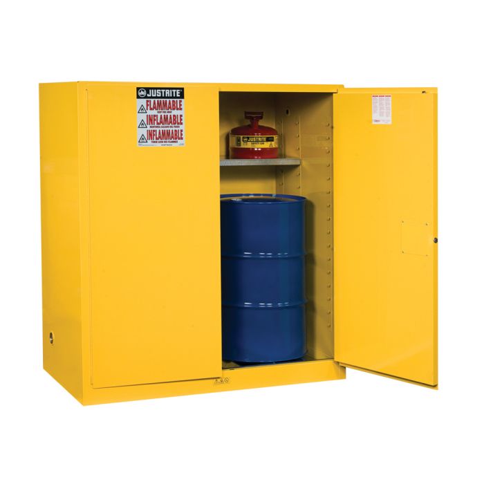 Justrite 899100 - 110 Gallon Manual Close Sure-Grip EX Vertical Drum Cabinet with Drum Support