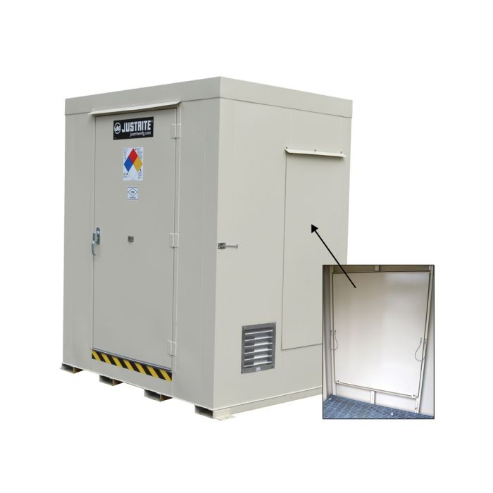 Justrite 911061 6-Drum Non-Combustible Outdoor Safety Locker with Explosion Relief Panel - 91