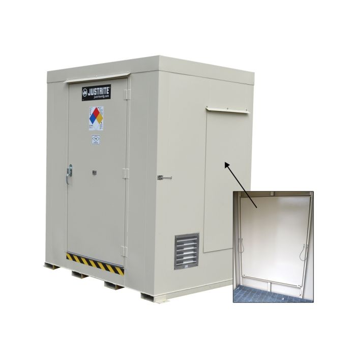 Justrite 911161 16-Drum Non-Combustible Outdoor Safety Locker with Explosion Relief Panel - 115