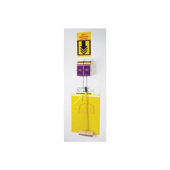 Wyk AS3201 Acid Safe Wall Mount Spill Station with Telescoping Handle Brush and Dust pan