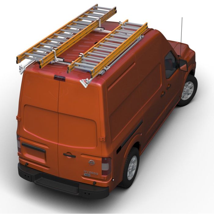 Prime Design Horizontal Rotation Street & Curb Side Van Ladder Racks for Nissan NV Cargo Vans