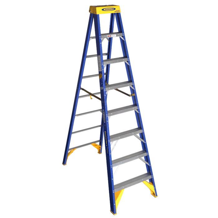 Werner OBCN00 Series Fiberglass Contractor JobStation Stepladders - 375 lbs Capacity
