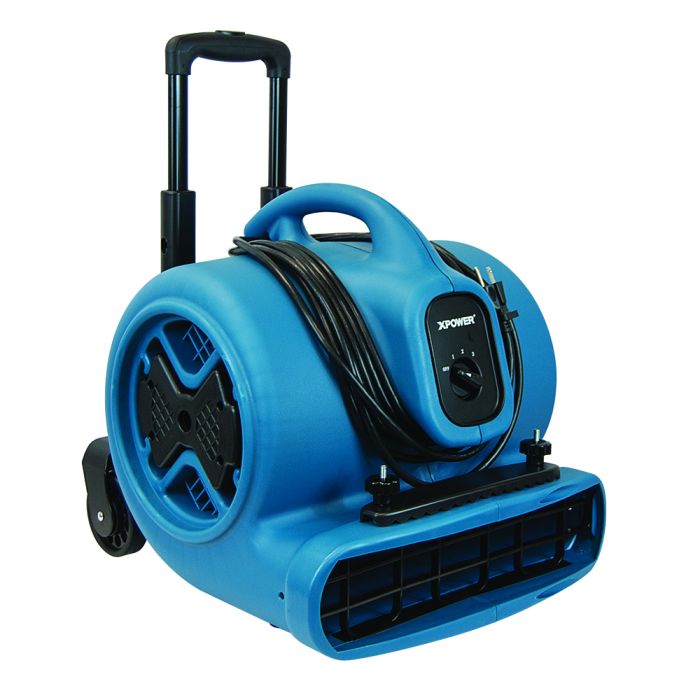 Xpower P-630HC 1/2 HP Air Mover w/ Telescopic Handle & Wheels & Carpet Clamp