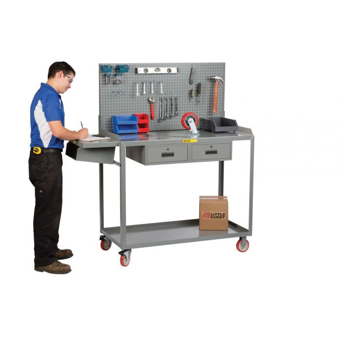 Little Giant Steel Work Height Mobile Workstations with Writing Shelves