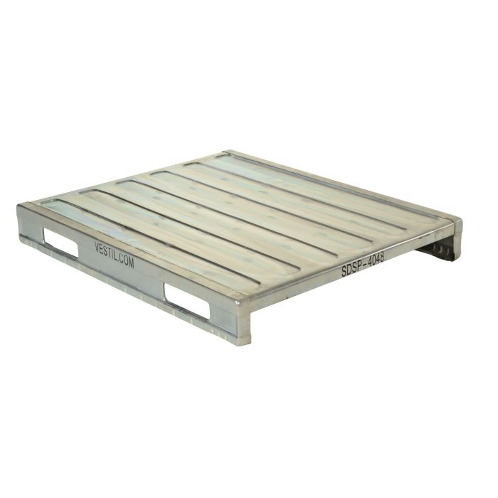 Vestil SDSP-4048 Solid Deck Steel Pallet and Skid with Galvanized Finish - 40W