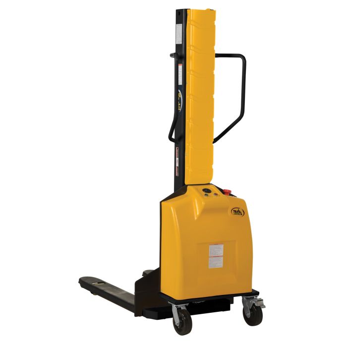 Vestil Narrow Mast Stackers with Power Lift and Fixed Forks and Legs