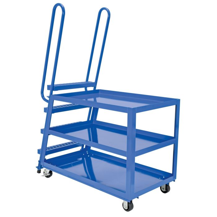 Vestil SPS-HD-2852 Steel 3 Shelf Heavy Duty Stockpicker Truck with 27-1/2