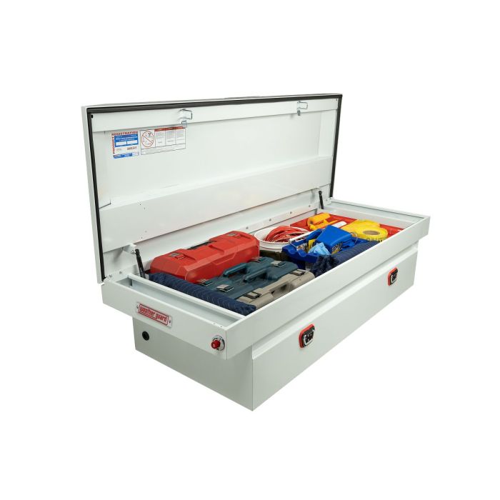 Weather Guard Model 116-3-04 Saddle Box - Steel - Full Extra Wide - White - 15.5 cu ft