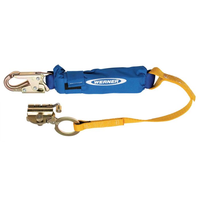 Werner L250001 Steel Trailing Rope Grab w/ 3ft Shock Absorbing Lanyard
