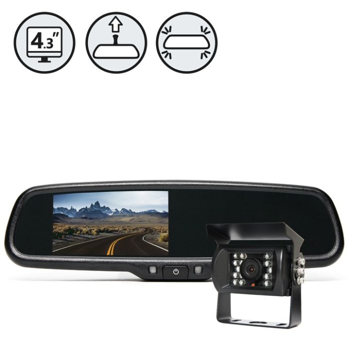 Rear View Safety RVS-770718 Backup Camera System with Replacement Mirror Monitor