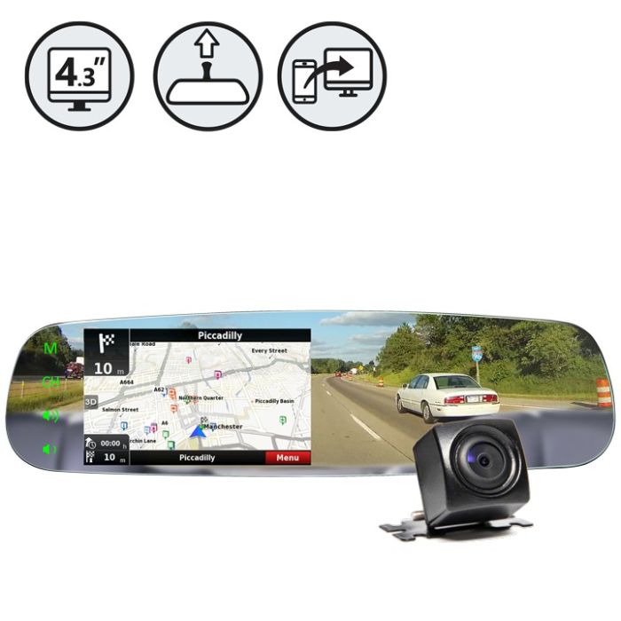 Rear View Safety RVS-776718-FLML G-SERIES Backup Camera System with Frameless Mirror Monitor and MirrorLink
