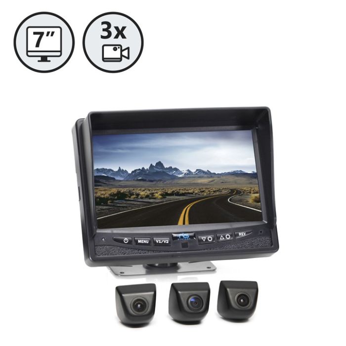 Rear View Safety RVS-MV3077N Backup Camera System - Three Camera Setup with MV1 Cameras