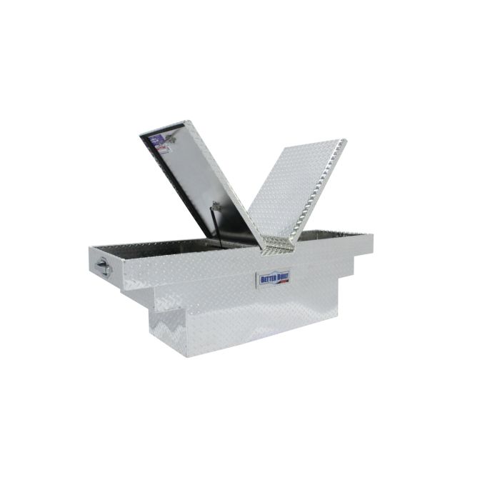 Better Built SEC Aluminum Deep Stair Cut Two-Lid Gullwing Crossover Saddle Truck Box - Silver Finish
