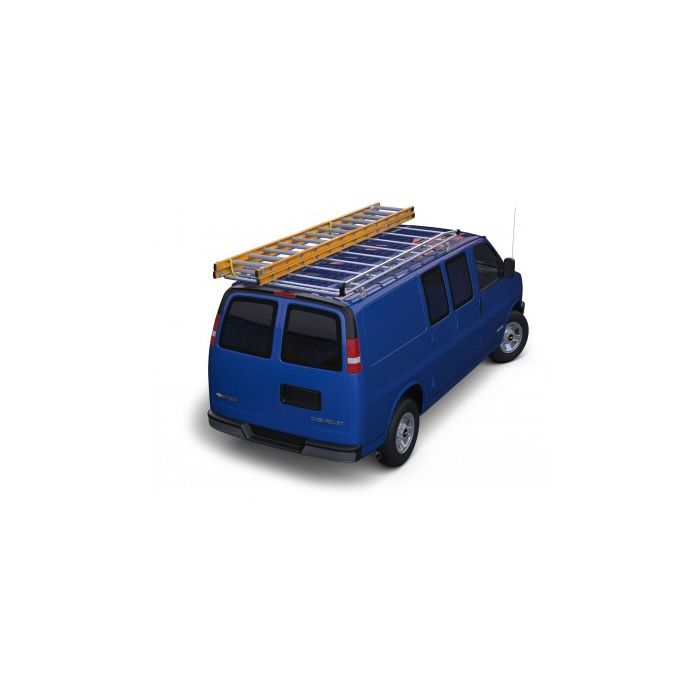 Prime Design AR1303-S AluRack Aluminum Roof Rack with Rear Roller Bar for 1996 and Newer Express and Savana Vans