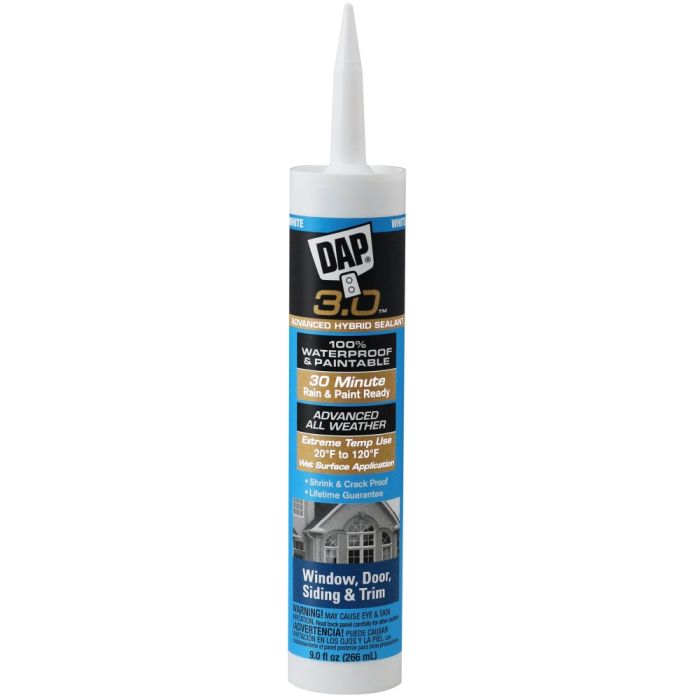 DAP 7079818360 DAP® 3.0™ Window, Door, Siding & Trim Sealant - 9 fl. oz. - White - Case of 12