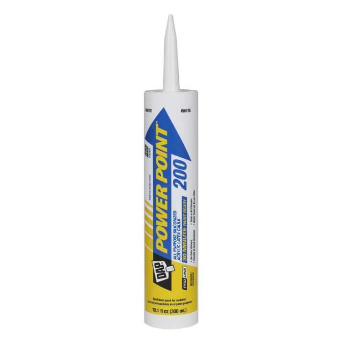 DAP 7079818750 DAP® POWER POINT® 200 All Purpose Acrylic Latex Caulk with Silicone - 10.1 fl. oz. - White - Pallet of 108 Cases - 12 per Case